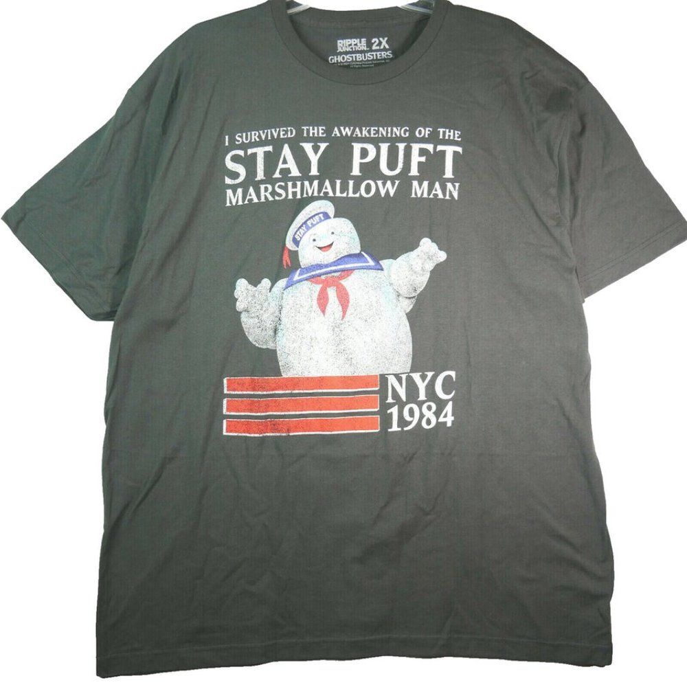 Ghosbusters Stay Puft Marshmallow Man Tee 2X "I Survived Awakening NYC 1…